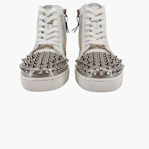 Christian Louboutin Sosoxy Spike Donna Sneakers Size 37 US 7 Mesh High Top White - Picture 6 of 15